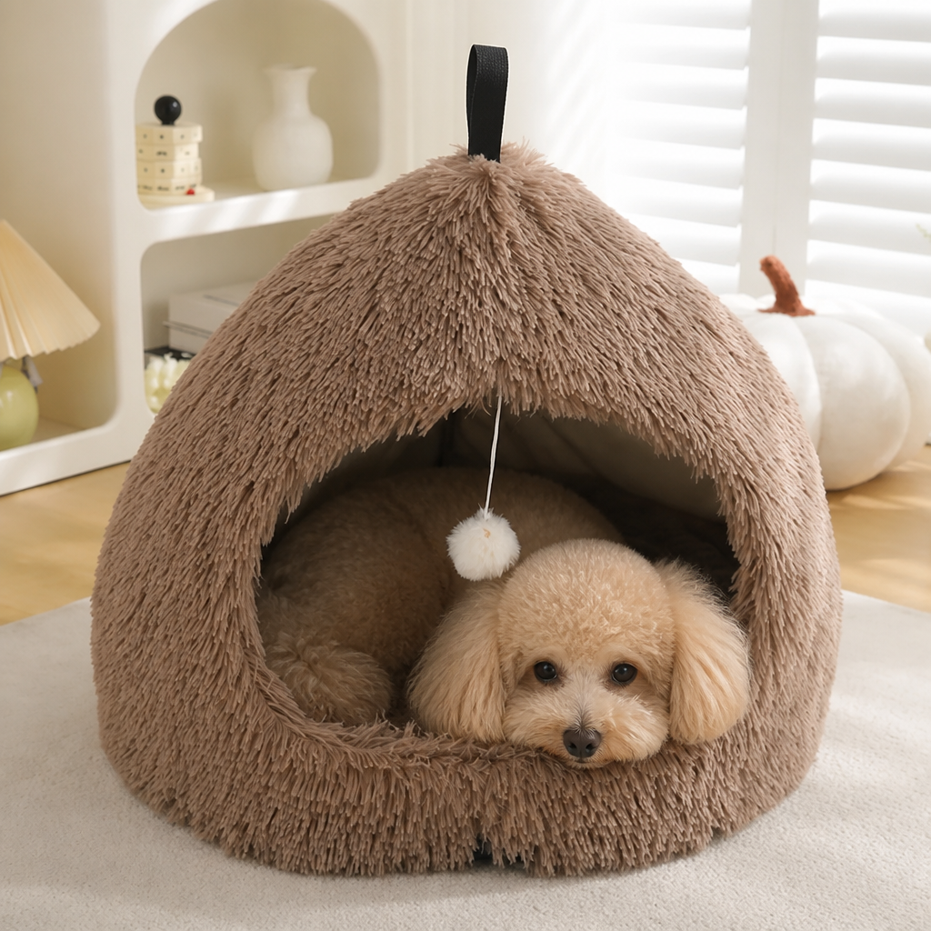 DogBedHouse Plush Velvet & Non-Slip Dog Bed