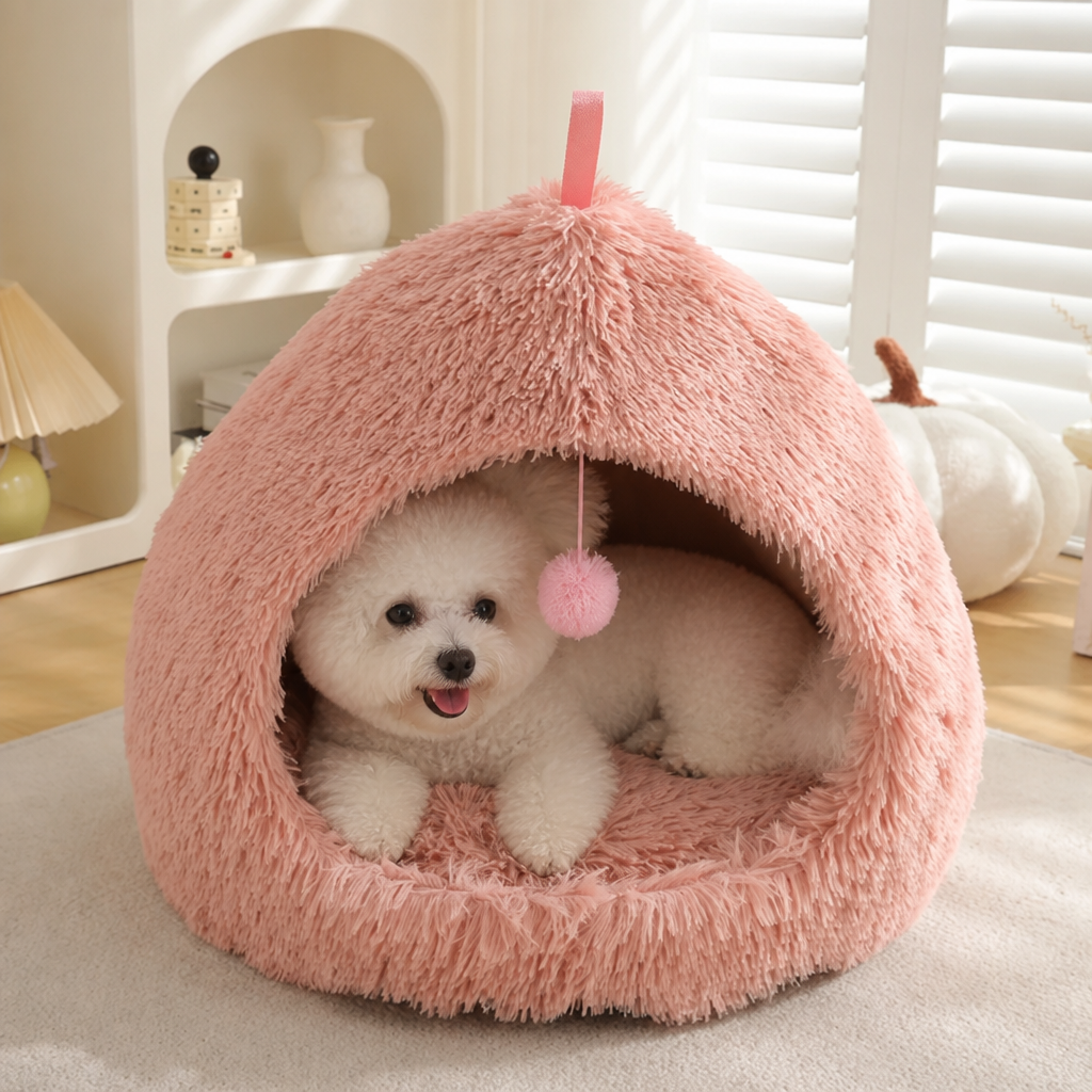 DogBedHouse Plush Velvet & Non-Slip Dog Bed