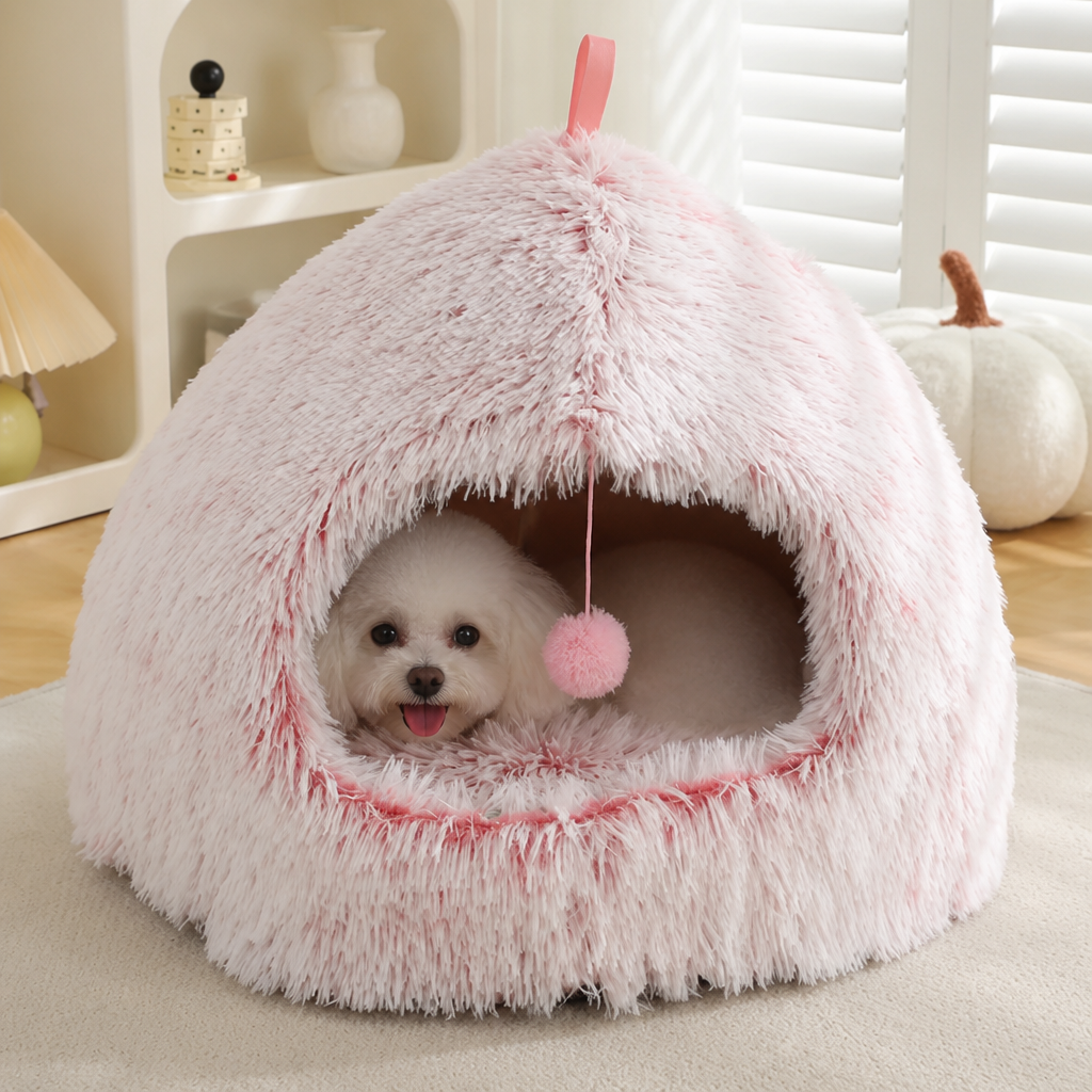 DogBedHouse Plush Velvet & Non-Slip Dog Bed