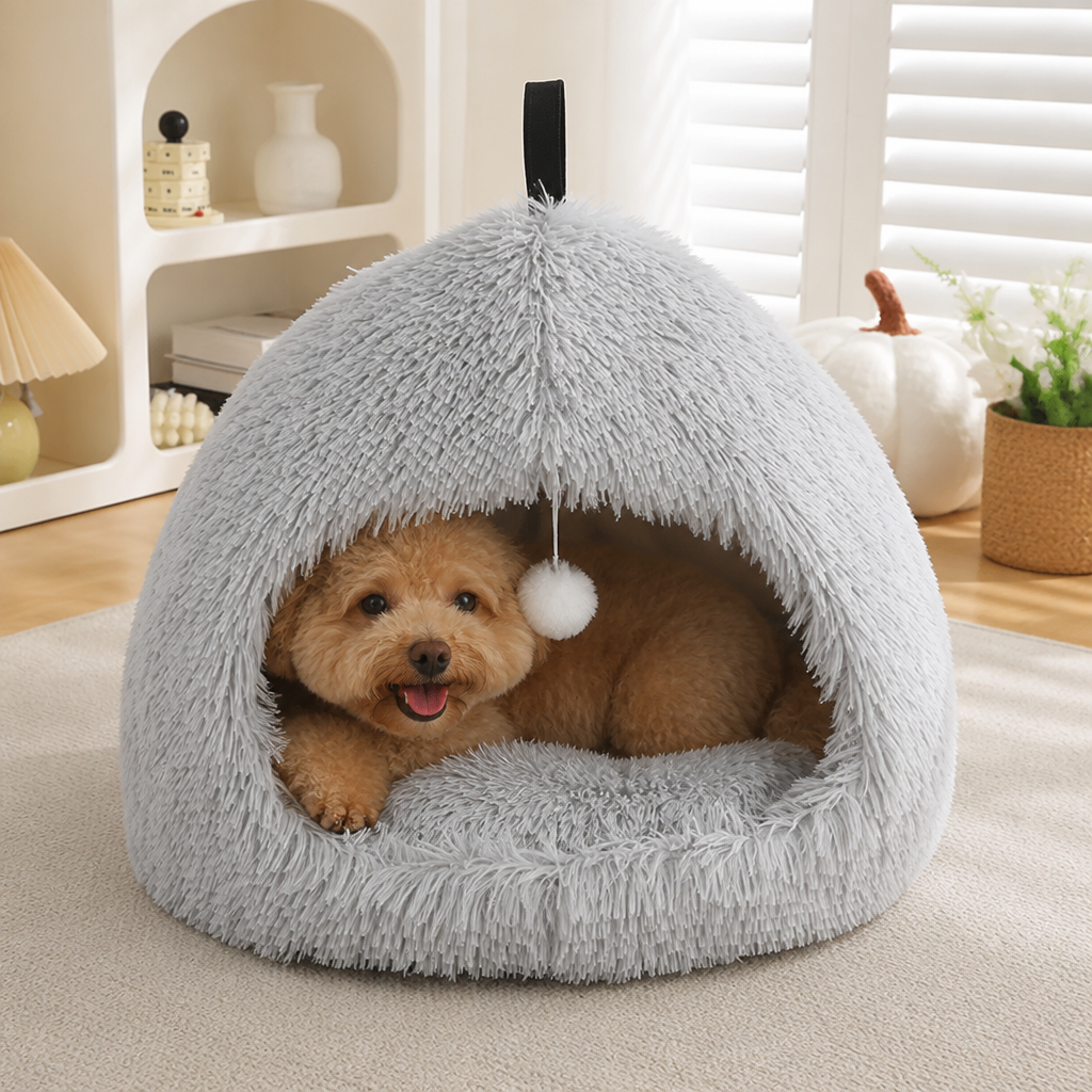 DogBedHouse Plush Velvet & Non-Slip Dog Bed