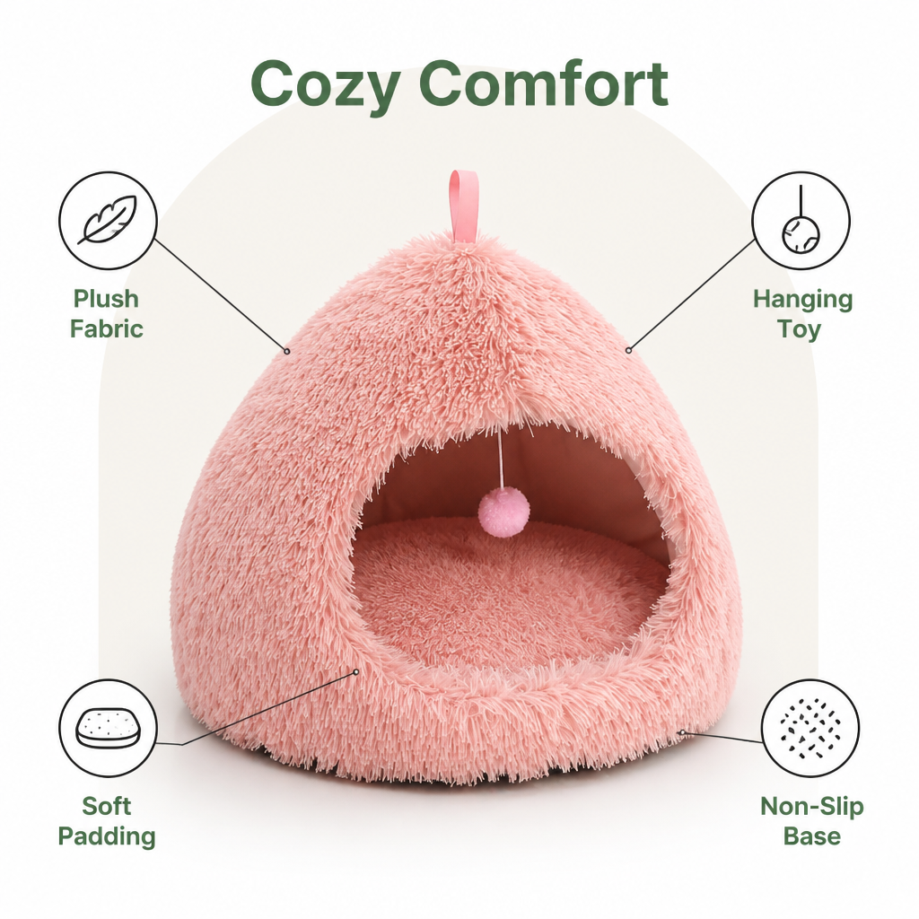 DogBedHouse Plush Velvet & Non-Slip Dog Bed