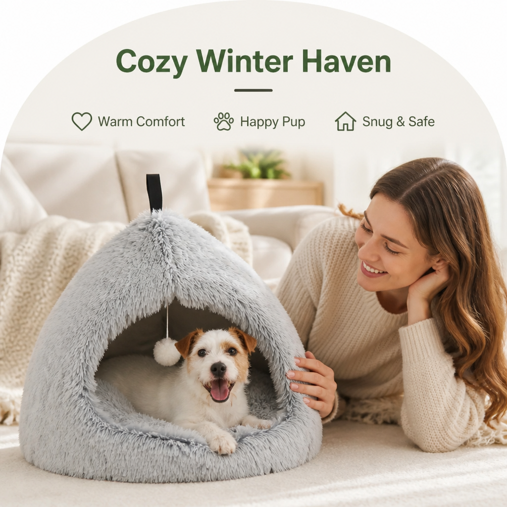 DogBedHouse Plush Velvet & Non-Slip Dog Bed