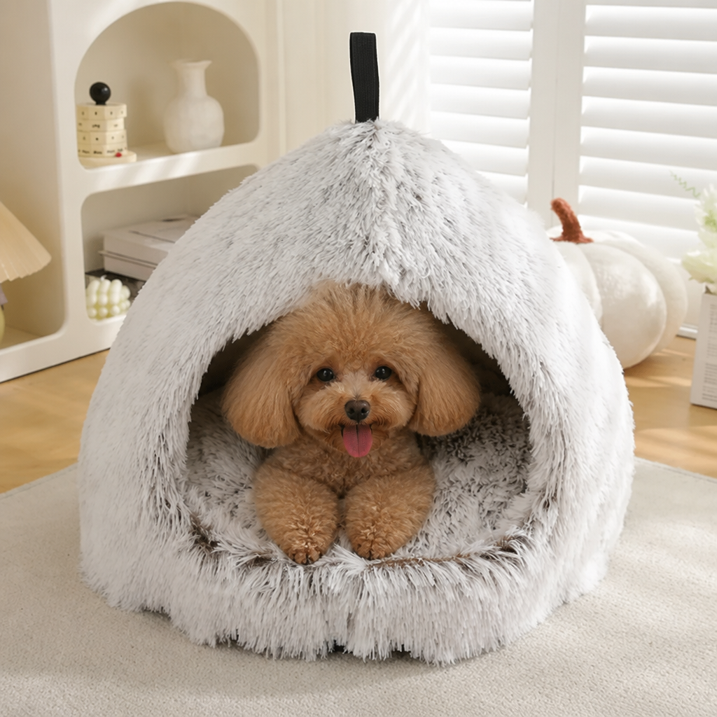 DogBedHouse Plush Velvet & Non-Slip Dog Bed