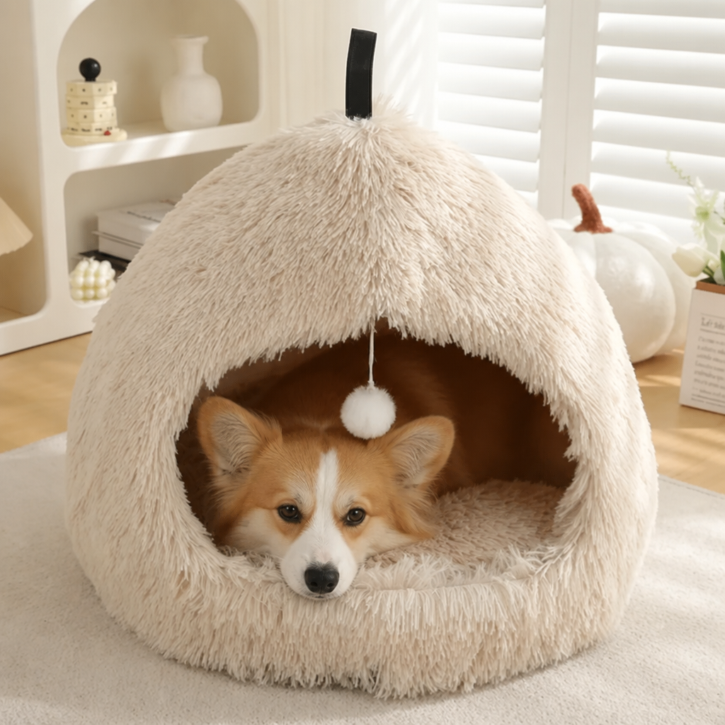 DogBedHouse Plush Velvet & Non-Slip Dog Bed