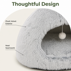 DogBedHouse Plush Velvet & Non-Slip Pet Bed (Includes Hanging Balls)