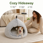 DogBedHouse Plush Velvet & Non-Slip Pet Bed (Includes Hanging Balls)