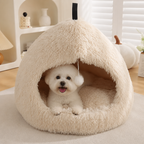 DogBedHouse Plush Velvet & Non-Slip Pet Bed (Includes Hanging Balls)