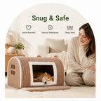 DogBedHouse Plush Warm Cave Dog Bed (Removable Washable Pad)