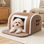 DogBedHouse Plush Warm Cave Dog Bed (Removable Washable Pad)