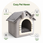 DogBedHouse Plush Warm House Dog Bed (Removable Cushion)