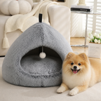 DogBedHouse Plush Warm Non-Slip Hooded Pet Bed
