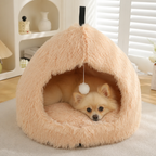 DogBedHouse Plush Warm Non-Slip Hooded Pet Bed