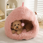 DogBedHouse Plush Warm Non-Slip Hooded Pet Bed