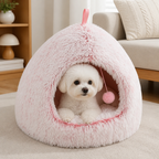 DogBedHouse Plush Warm Non-Slip Hooded Pet Bed