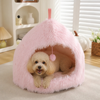 DogBedHouse Plush Warm Non-Slip Hooded Pet Bed