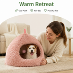DogBedHouse Plush Warm Non-Slip Hooded Pet Bed