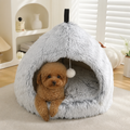 DogBedHouse Plush Warm Non-Slip Hooded Pet Bed