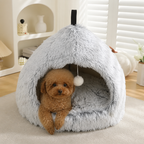DogBedHouse Plush Warm Non-Slip Hooded Pet Bed