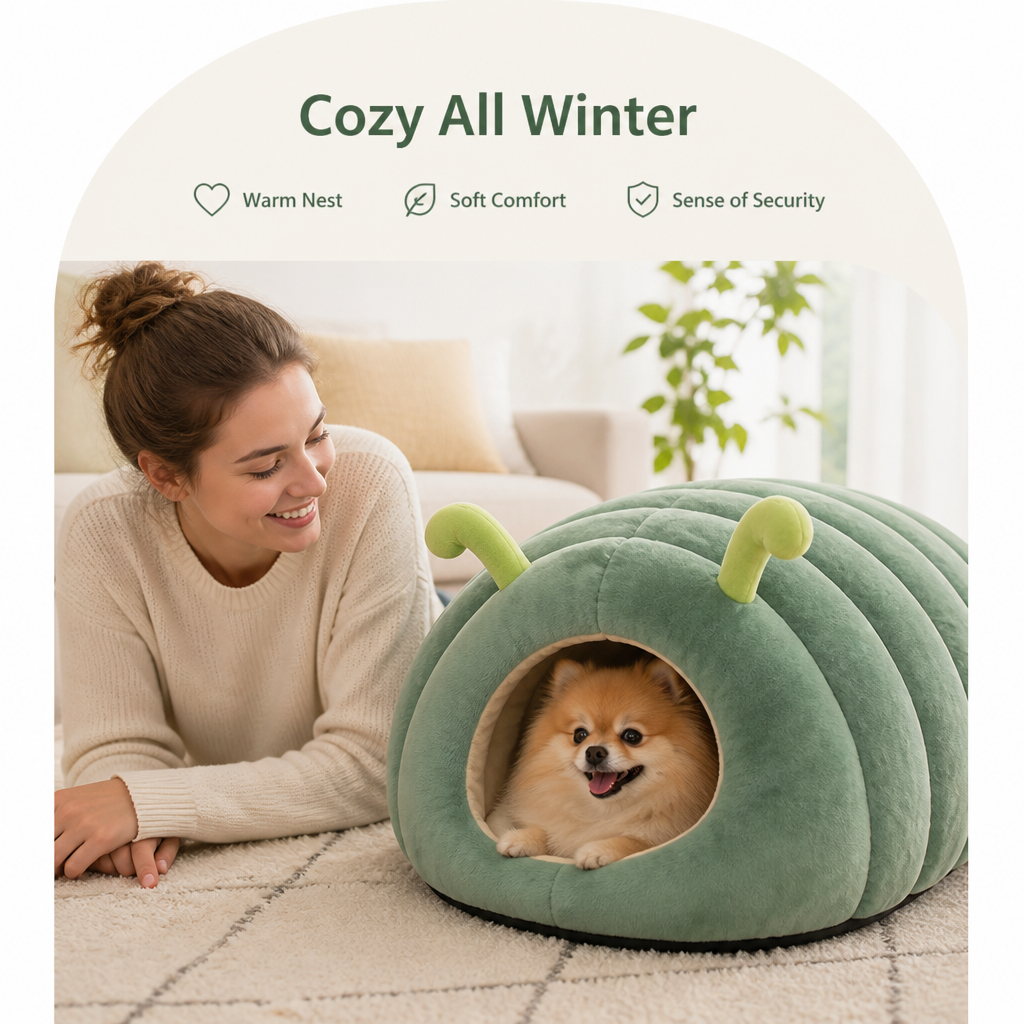 DogBedHouse Plush & Warm Semi-Enclosed Pet Bed (Indoor)