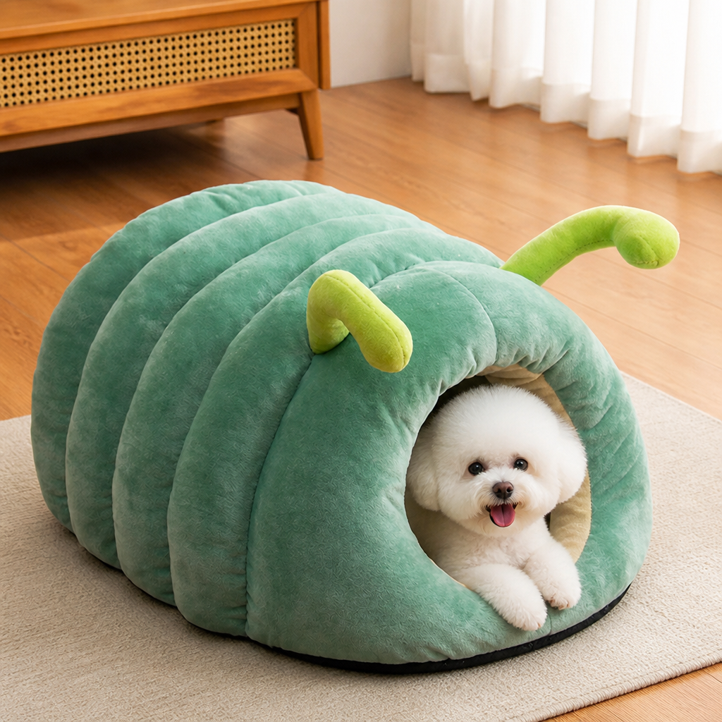 DogBedHouse Plush & Warm Semi-Enclosed Pet Bed (Indoor)