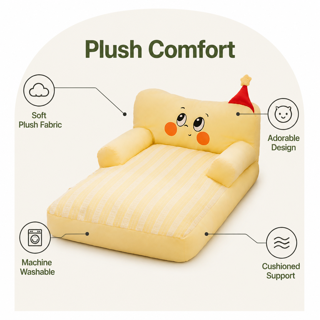 DogBedHouse Plush & Washable Cartoon Pet Sofa Bed