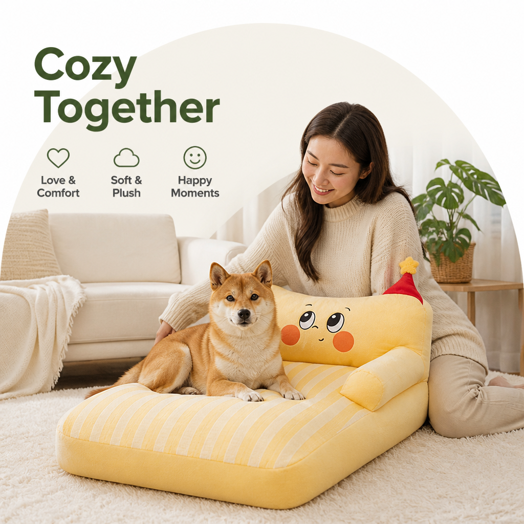 DogBedHouse Plush & Washable Cartoon Pet Sofa Bed