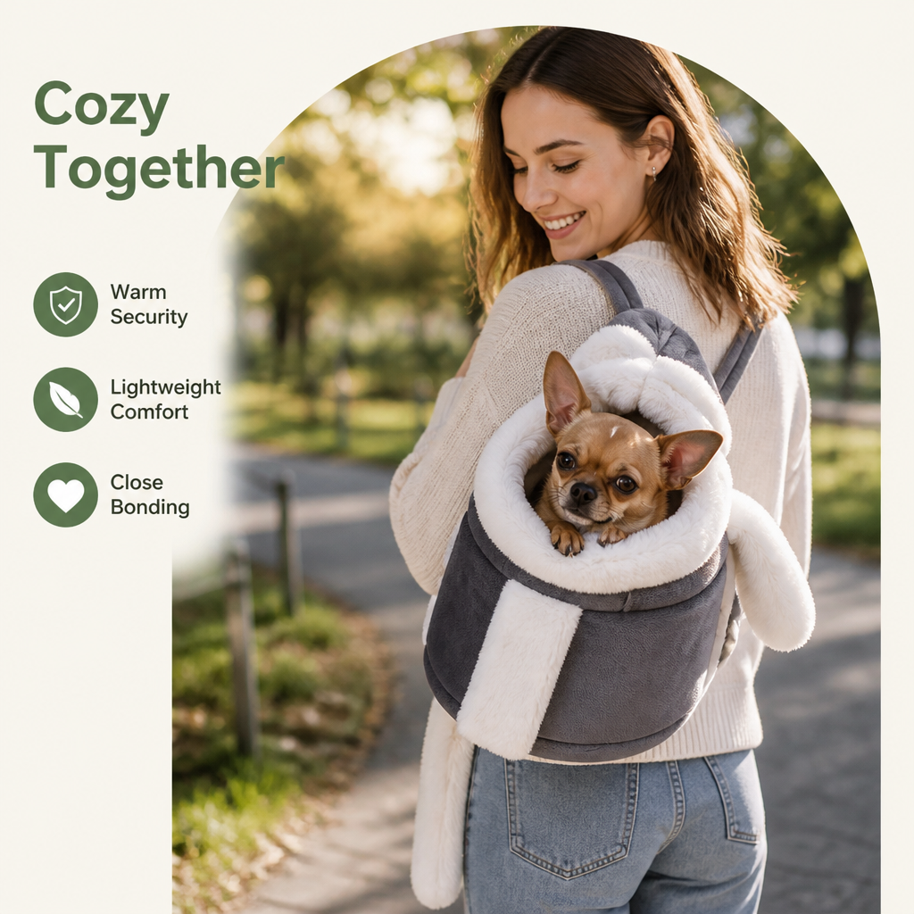 DogBedHouse Plush Winter-Lined Pet Carrier Backpack
