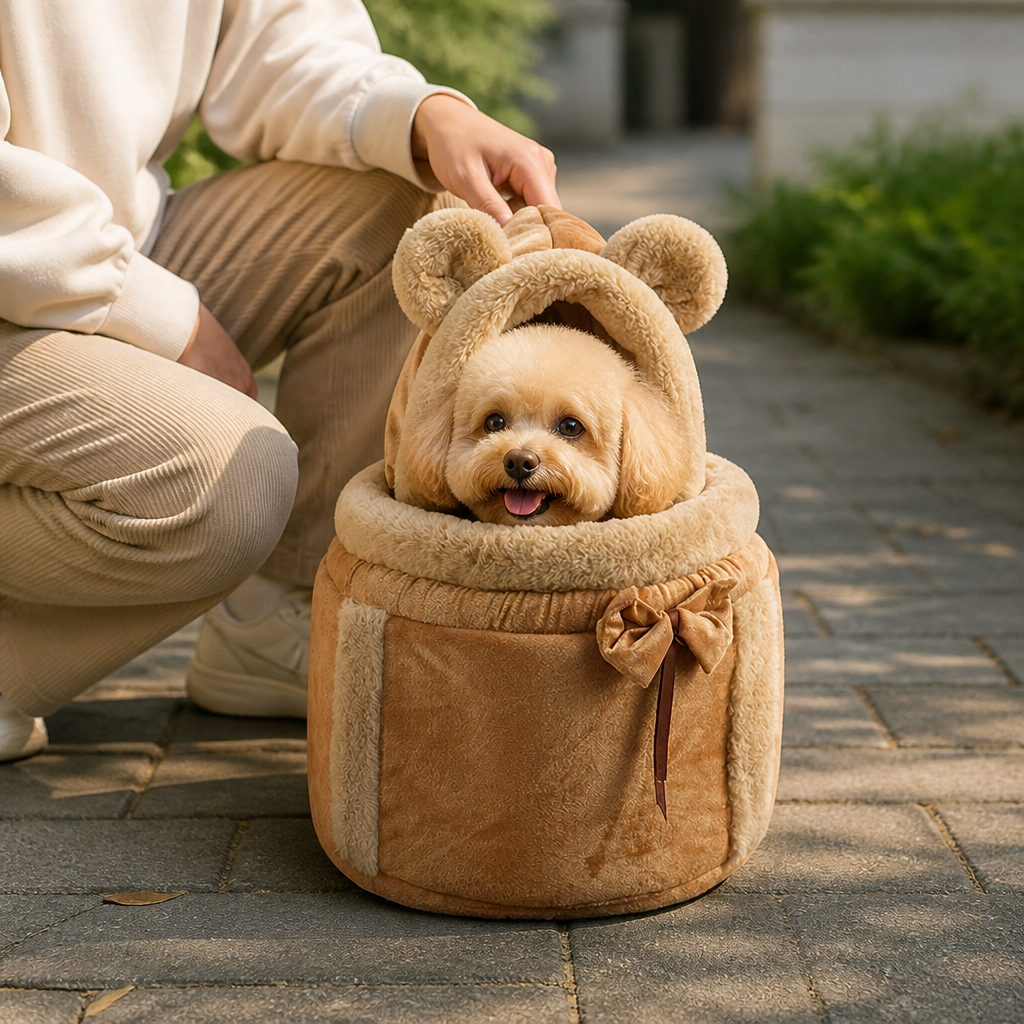 DogBedHouse Plush Winter-Lined Pet Carrier Backpack