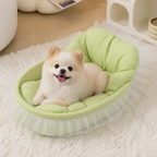 DogBedHouse Polyester Plush & Lace-Trimmed Pet Bed