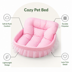 DogBedHouse Polyester Plush & Lace-Trimmed Pet Bed