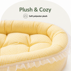 DogBedHouse Polyester Plush & Lace-Trimmed Pet Bed