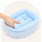 DogBedHouse Polyester Plush & Lace-Trimmed Pet Bed