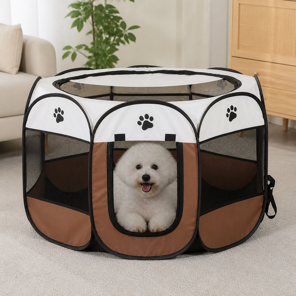 DogBedHouse Pop-Up & Foldable Mesh Pet Tent (Zippered Doors)