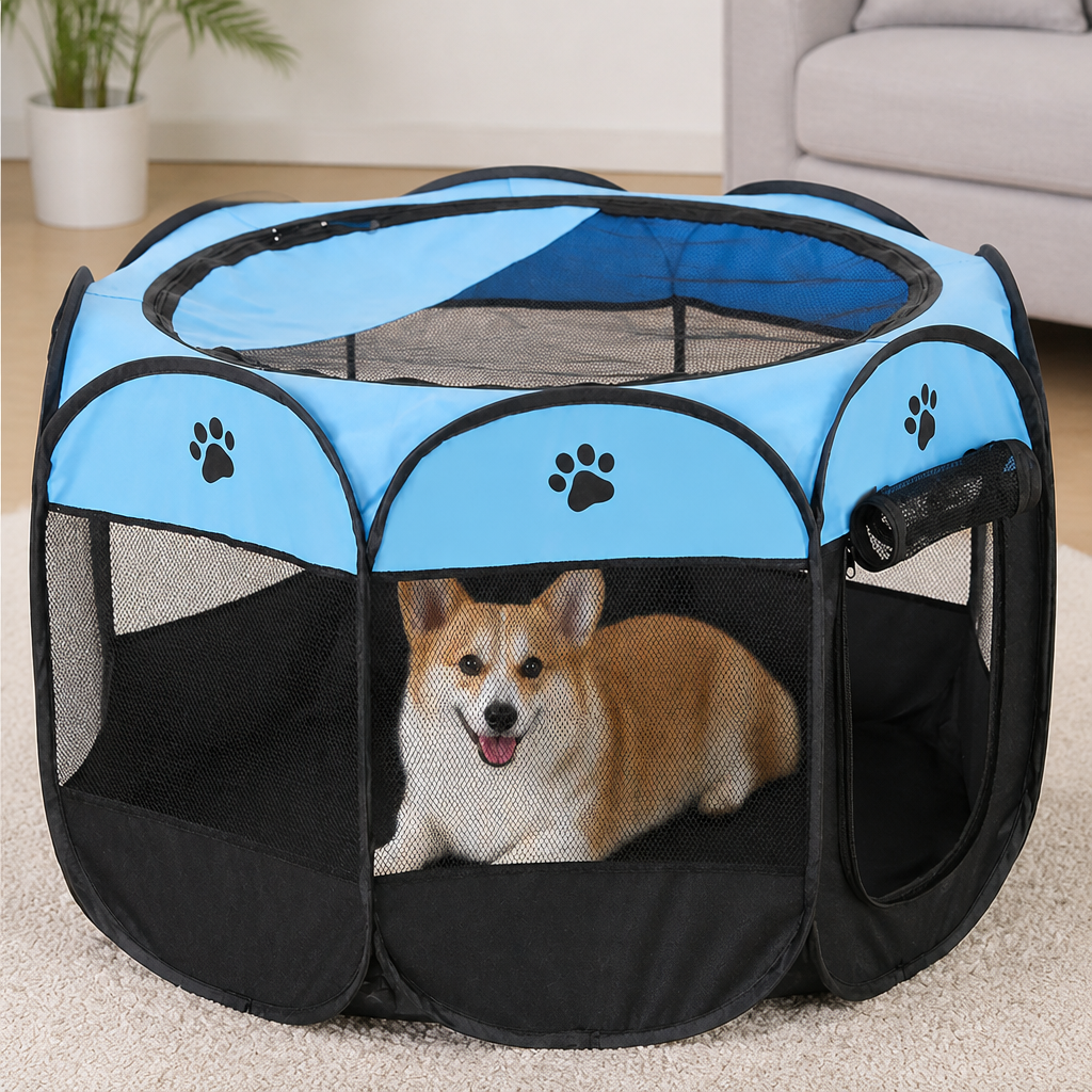 DogBedHouse Pop-Up & Foldable Mesh Pet Tent (Zippered Doors)