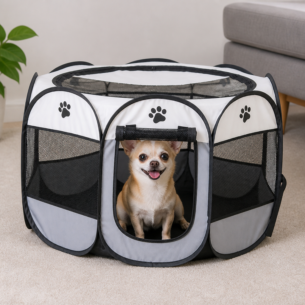 DogBedHouse Pop-Up & Foldable Mesh Pet Tent (Zippered Doors)