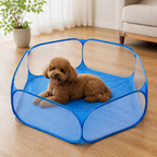 DogBedHouse Pop-Up & Foldable Transparent Mesh Pet Playpen (Water-Absorbing Liner)