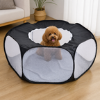 DogBedHouse Pop-Up & Foldable Transparent Mesh Pet Playpen (Water-Absorbing Liner)
