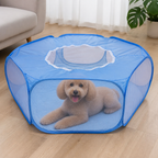 DogBedHouse Pop-Up & Foldable Transparent Mesh Pet Playpen (Water-Absorbing Liner)
