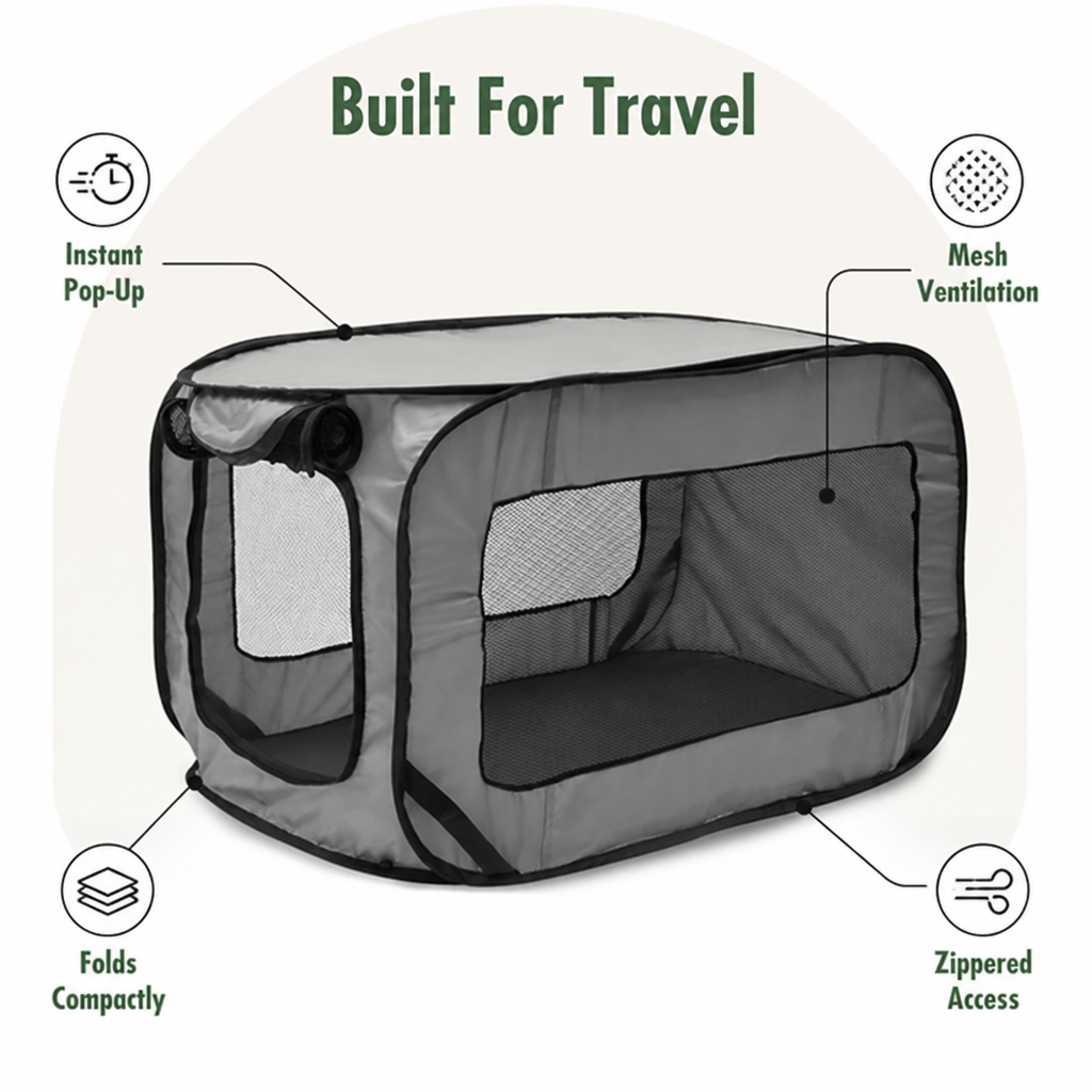 DogBedHouse Pop-Up Foldable Travel Crate