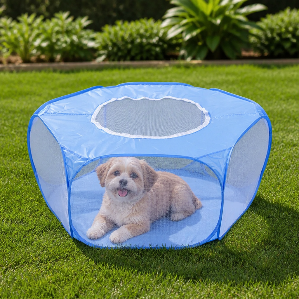 DogBedHouse Pop-Up Transparent Pet Playpen