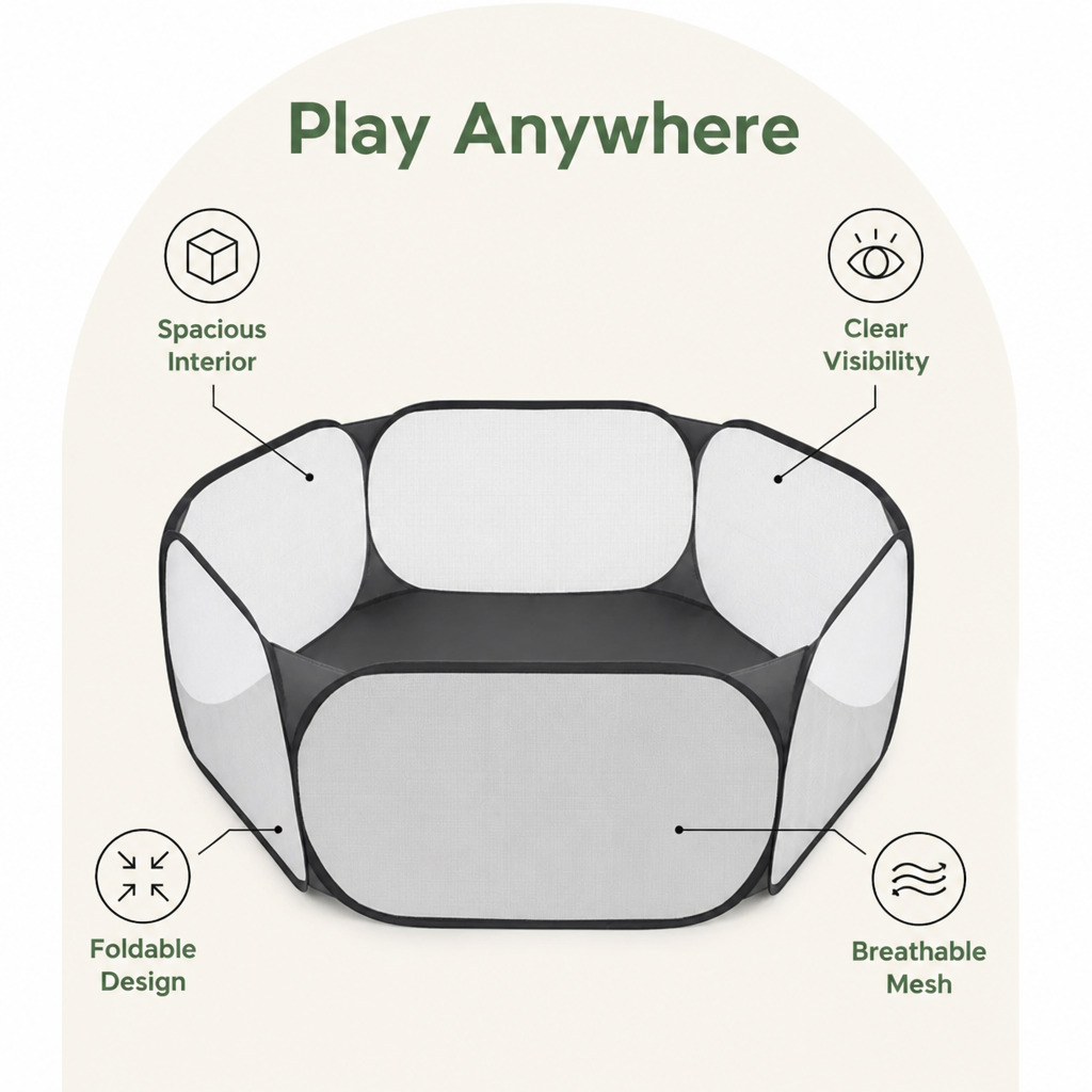 DogBedHouse Pop-Up Transparent Pet Playpen