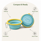 DogBedHouse Portable Collapsible Silicone Pet Bowl (Leash Clip)