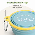 DogBedHouse Portable Collapsible Silicone Pet Bowl (Leash Clip)