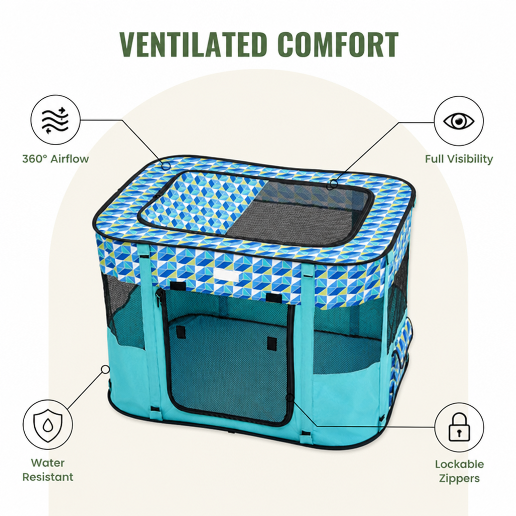 DogBedHouse Portable Foldable Breathable Mesh Pet Playpen