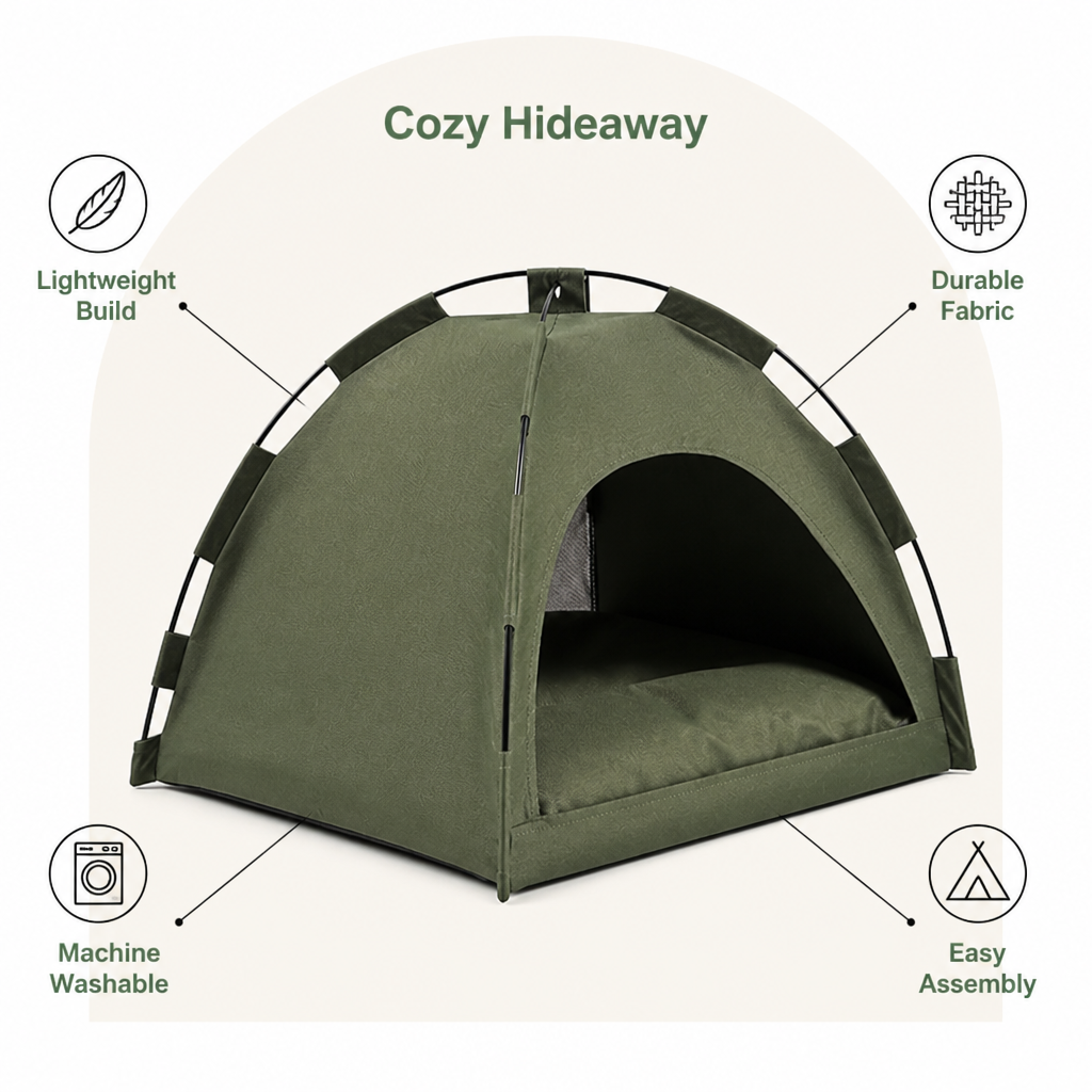 DogBedHouse Portable & Machine-Washable Teepee Bed