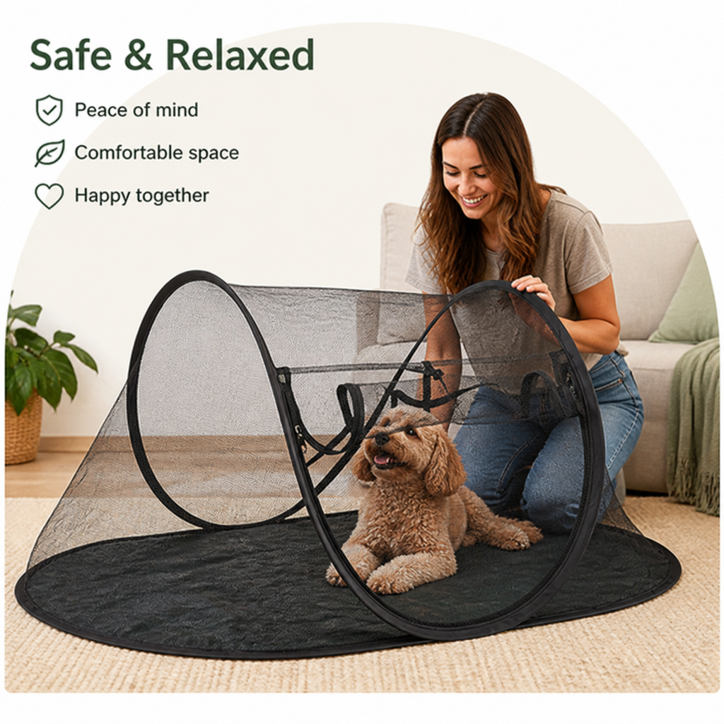 DogBedHouse Portable Pop-Up Breathable Mesh Pet Tent (With Storage Bag)