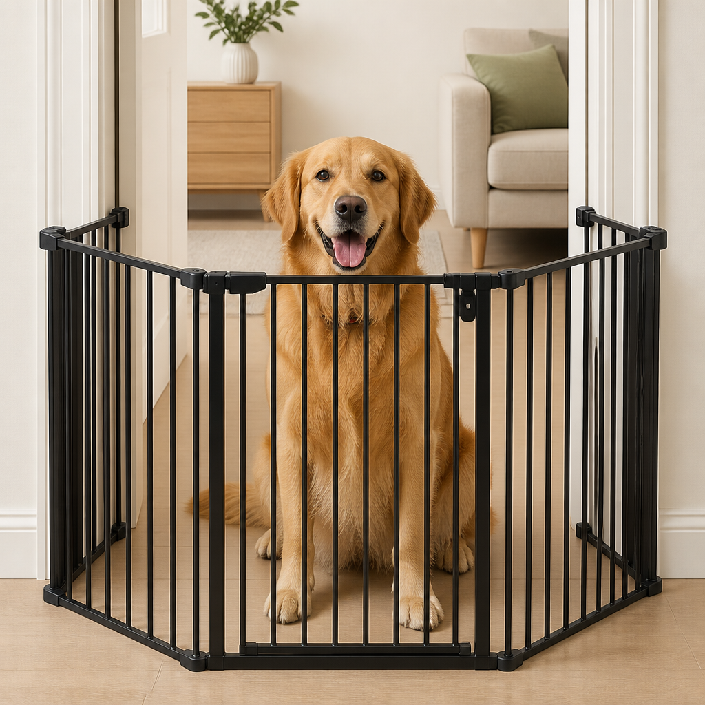 DogBedHouse Pressure-Mount Auto-Close Steel Baby & Pet Gate