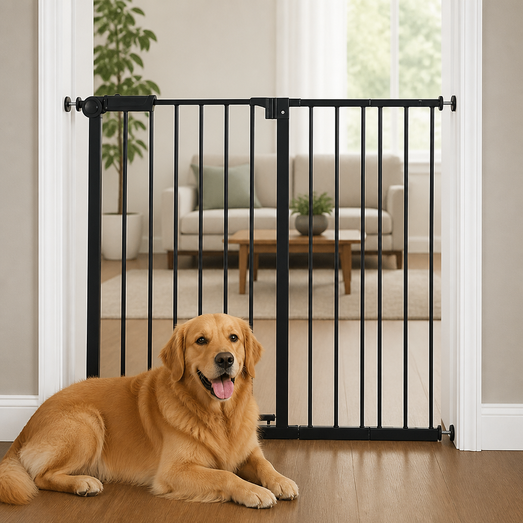 DogBedHouse Pressure-Mount Auto-Close Steel Baby & Pet Gate