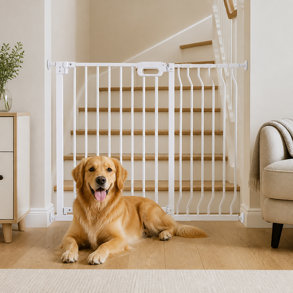 DogBedHouse Pressure-Mount Auto-Close Steel Baby & Pet Gate