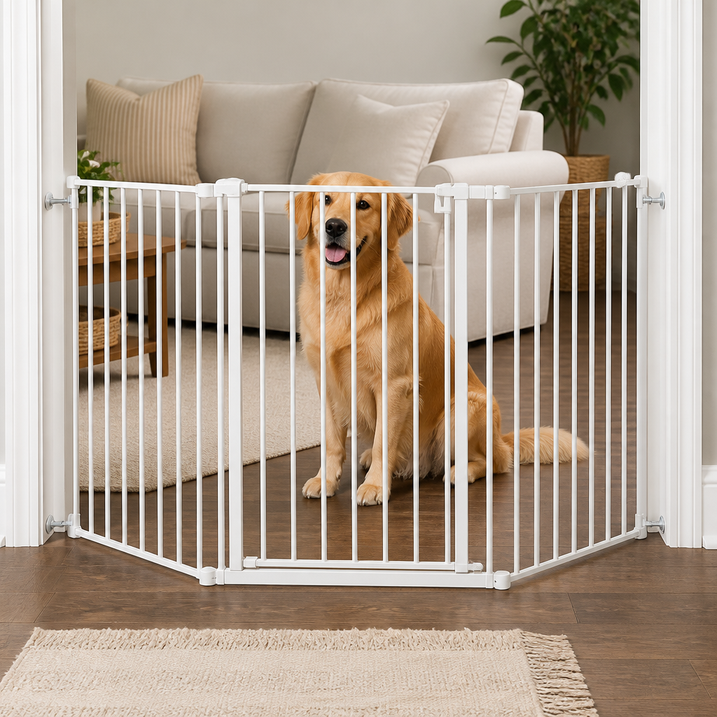 DogBedHouse Pressure-Mount Auto-Close Steel Baby & Pet Gate